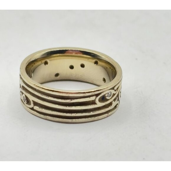 14K White Gold Diamond Scrollwork Timeless Unique Band Ring Size 6 - Picture 3 of 5